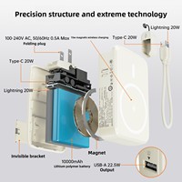 Batterie externe magnétique sans fil 3-en-1 avec logo personnalisé, prise secteur, 20000 mAh, charge ultra-rapide PD, support et ports USB multiples