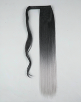 Extensions de cheveux en queue de cheval à enrouler, fibres protéinées haute température, lisses, 22 pouces, 100g, D.S Hair