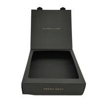 Boîte postale cadeau noire mate double face personnalisée feuille d'or estampage à chaud de logo type dossier gaufré impression par stratification mate