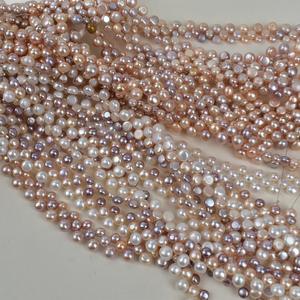 Collar de Perlas de Agua Dulce Naturales de Alta Gama de 7-8-9 mm, Color Mixto, Multihilera, Rebanadas Planas, Blancas, Producto Semiterminado, Fuerte Brillo - Product Image 3