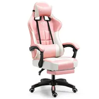 Chaise de course ergonomique en cuir PVC noir OEM&ODM avec repose-pieds inclinable, hauteur réglable, rotation à 360 degrés - Chaise Esports