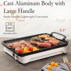 Grille <span class=keywords><strong>rectangulaire</strong></span> en aluminium moulé sous pression à <span class=keywords><strong>induction</strong></span> pour la maison Poêle à steak carrée épaissie pour la cuisine à poisson - Product Image 2