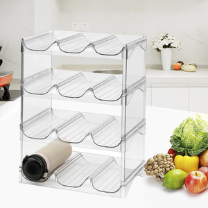 Wasserflaschen-Organizer für Schrank, 4er-Pack Kunststoff-durchsichtiger stapelbarer Flaschen halter, Pantry Organizer und Cabinet Organizer