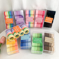 32 pièces par boîte couleur bonbon anneaux de cheveux accessoires pour cheveux avec corde à nouer porte-queue de cheval chouchou pour filles