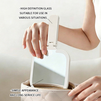 Miroir de maquillage LED pliable à main, commande tactile, 3 couleurs de lumière, rechargeable par USB, miroir de voyage portable sur pied