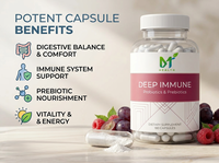 Capsules de Probiotiques et Prébiotiques OEM Deep Immune - 180 Comprimés - Équilibre Digestif