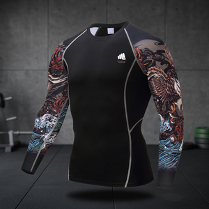 เสื้อรัดกล้ามเนื้อ MMA ป้องกันรังสียูวี UPF50+ แขนยาว แห้งเร็ว พิมพ์ลายดิจิตอล น้ำหนัก 180 กรัม ผลิตจากโพลีเอสเตอร์/ไนลอน คุณภาพสูง สำหรับทุกเพศ - Product Image 3