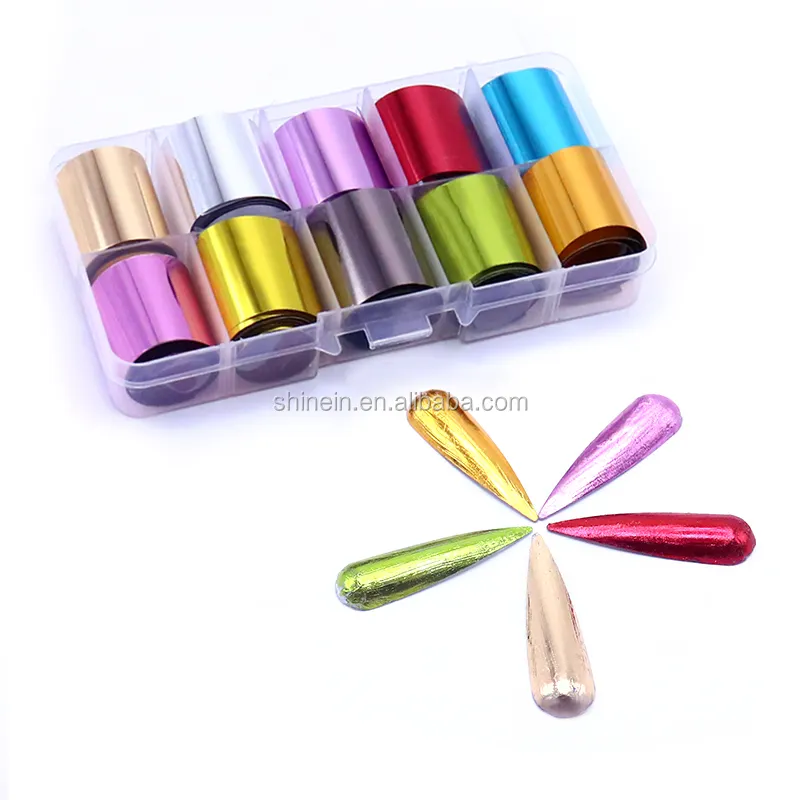 Popular Solid Color DIY Transfer Nail Wraps Foil Metallic Nail Transfer Sticker for Decals Decoration