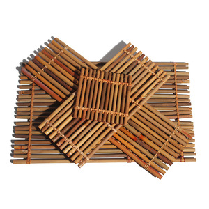 Tapis à thé en bambou rectangulaire fait à la main, isolation thermique pour cérémonie du thé, porte-tasse, support pour théière, style simple - Product Image 5