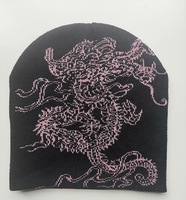 Gorro de Punto de Alto Contraste, Diseño Monocromático, Efecto de Texto en Relieve, Pieza Destacada, Gorro Jacquard Acrílico