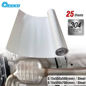 ADDCO 25 FEUILLES Bouclier thermique d'échappement en acier inoxydable SS304 gaufré 19,7\" X 19,7\"/27,6\" Enveloppe de silencieux pour barrière thermique automobile EPWR22ST5050 - Product Image 2