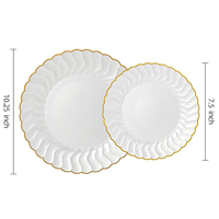 Nouvelles assiettes jetables en plastique festonnées de 10,25 po et 7,5 po, avec bord doré, écologiques, sans BPA, pour les fêtes