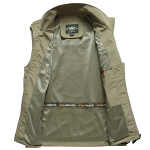 Gilet souple léger pour homme <span class=keywords><strong>Veste</strong></span> <span class=keywords><strong>sans</strong></span> manches coupe-vent respirante zippée pour la course à pied et la randonnée Vêtements d'extérieur décontractés pour l'automne - Product Image 3
