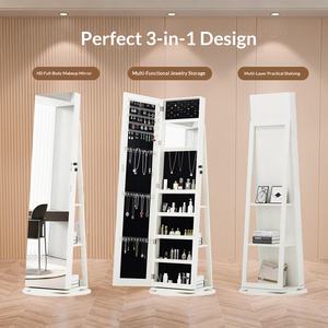 <span class=keywords><strong>Miroir</strong></span> sur pied blanc à LED rotatif à 360 degrés pour maquillage, beauté, coiffure et bijoux, grande capacité - Product Image 2