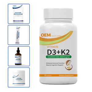 Fábrica de Suplementos de Vitamina D3 y K2 OEM/ODM, Empaque Personalizado, Múltiples Diseños de Etiquetas, Opciones de Botella y Caja, MOQ Flexible - Product Image 1