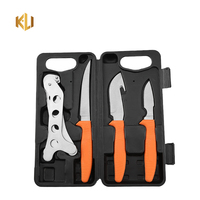 En stock, ensemble de couteaux de chasse et de camping en plein air, acier inoxydable, couteau tactique tranchant, ensemble de couteaux de chasse tranchants avec boîte en plastique