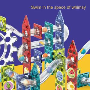 2024 bloques de vástago DIY bola rodante eléctrica magnética bloques de construcción pista de bolas bloques magnéticos juguetes de construcción con música - Product Image 5