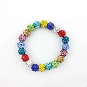 Bibelots de vente chaude européens et américains bracelet de perles multicolores en gros Bracelet de strass incrusté de poterie douce de 10mm