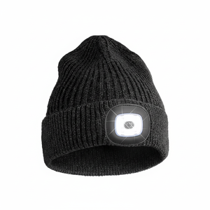 Gorro LED de punto cálido de invierno unisex, gorro de faro con puños iluminados, precio para todos los géneros - Product Image 1