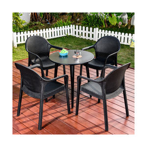 HUAHONG 4 + 1 Échantillon pas cher Usine Promotion PVC Croix Forme Rotin Chaise Extérieur Intérieur Étanche Jardin Salle à manger Ensemble de meubles - Product Image 3