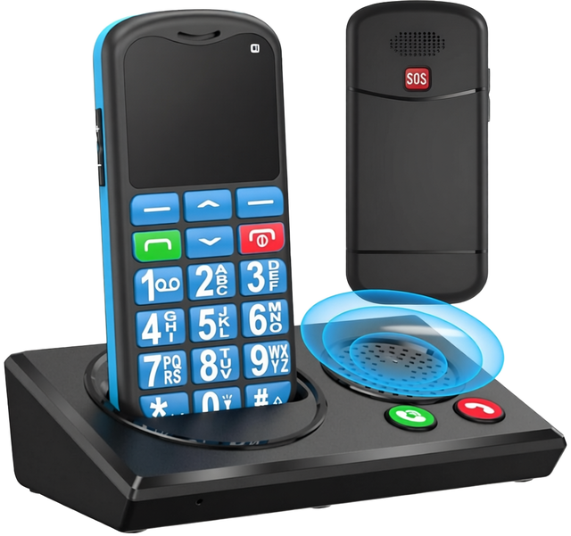 CHAKEYAKE Seniors 4G Mobile Phone Big Button for Speaker Charging Station SOS Emergency Button Speed Dial 1000mAh Battery