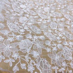 수용성 꽃 자수 레이스 그물 패브릭 스팽글 100% 폴리 에스테르 섹시 정장 원피스 레이스 3 차원 유럽 스타일 - Product Image 1