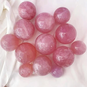 Vente en gros de sphères de cristal polies de haute qualité, en quartz rose, pour la décoration Feng Shui - Product Image 1