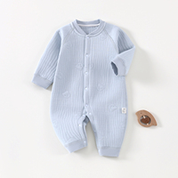 Combinaison bébé imperméable en coton confortable, body doux pour nouveau-né, garçons et filles, 0-12 mois, manches longues, respirant, boutons pression