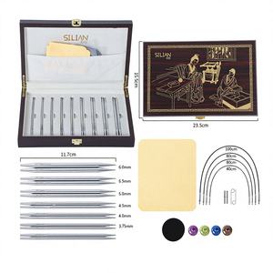 Boîte en bois argentée pour aiguilles à tricoter circulaires et crochets détachables en oxyde d'aluminium – Vente en gros - Product Image 1