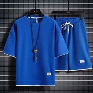 เสื้อยืดแขนสั้นลายวาฟเฟิลสำหรับผู้ชาย ใส่สบาย แห้งไว ไม่ยับ ทรงปกติ สไตล์ลำลอง ชุดกีฬา พร้อมลายปัก 3 มิติ - Product Image 2