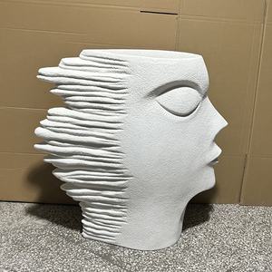 Ornamen Pot Tanaman Lantai Berbahan Fiberglass dengan Finishing Batu Pasir Gaya Art Deco untuk Penggunaan Dalam/Luar Ruangan, Taman Rumah, dan Lanskap - Product Image 4