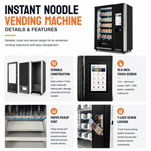 Distributeur automatique de nouilles semi-automatique avec distributeur d'eau chaude, écran tactile 15,6 pouces, vente 24h/24, machine à ramen en libre-service, kiosque de centre commercial - Product Image 5