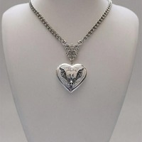 Collier pendentif ouvrable mini cœur en argent avec diamant et chaîne, boîte photo en acier inoxydable, cadeau victorien rétro minimaliste
