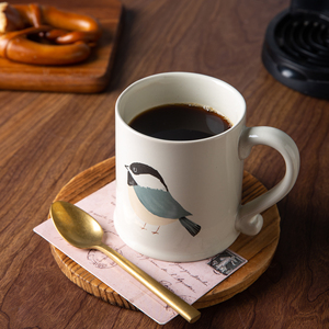 Juego de tazas de gres con logotipo personalizado promocional de Life <span class=keywords><strong>Word</strong></span>, tazas de café de cerámica con patrón de pájaro para venta al por mayor - Product Image 5