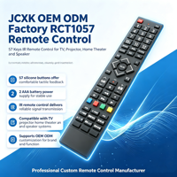 Télécommande infrarouge personnalisée à 57 touches RCT1057 JCXK OEM ODM avec 2 piles AAA pour projecteur