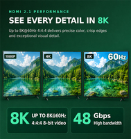 DQINFOS Répartiteur HDMI 2.1 1x2, 1 entrée 2 sorties pour moniteur de jeu, 48 Gbps, compatible HDCP 2.3, transmission vidéo 8K60Hz 4:4:4