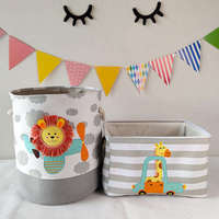 Grand panier à linge pour bébé 3 couches Poubelle Animal Cartoon Pliable Seau de rangement pour jouets Pique-nique Boîte à vêtements Sac d'organisation en toile