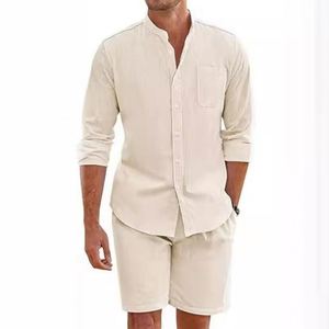 Completo Estivo da Uomo in Due Pezzi, Maglia a Maniche Lunghe e Pantaloncini, Cardigan Semplice e Casual ad Asciugatura Rapida - Product Image 2