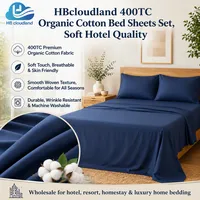 Draps de lit en coton biologique certifiés OEKO-TEX, ultra doux, hypoallergéniques, 400TC, approuvés BSCI ISO9001, pour chambre principale, pliés