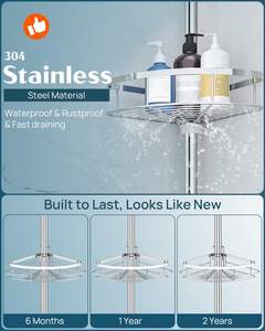 Organisateur de caddie de coin de douche antirouille pour salle de bain avec 4 étagères réglables pour <span class=keywords><strong>baignoire</strong></span> shampooing accessoires support de rangement - Product Image 6