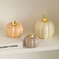 Ornement de citrouille scandinave créatif en céramique tricolore, étanche, pour Halloween, décoration de bureau, de porche, d'artisanat artistique pour salon