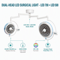 Lampe chirurgicale LED sans ombre 700 500 Modèle Classique 160000 Lux Température de couleur 6700K Lumière de salle d'opération à montage au plafond