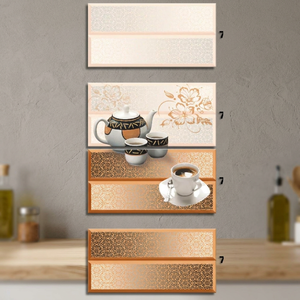 Carreaux muraux en céramique bleu blanc 300x600mm Conception de tasse à café de cuisine Finition brillante Idéal pour la taille intérieure 30x60cm 12x24 - Product Image 3