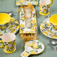 Ensemble de vaisselle en céramique personnalisable de la série Lemon pour restaurants et cadeaux d'Asie du Sud-Est Ensembles de vaisselle parfaits