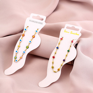 Chaînes <span class=keywords><strong>de</strong></span> <span class=keywords><strong>Cheville</strong></span> Bohèmes en Acier Inoxydable Plaqué <span class=keywords><strong>Or</strong></span> 18 carats avec Pierres Naturelles pour Unisexe – Vente Chaude Ins Été - Product Image 5