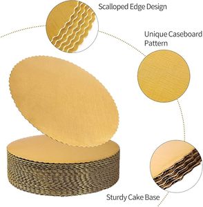 Wave Edge 2mm Planche <span class=keywords><strong>à</strong></span> gâteau Assiette <span class=keywords><strong>à</strong></span> mousse <span class=keywords><strong>à</strong></span> la mode Hotselling Base de gâteau ronde en mousseline de soie Planche laminée mince 10 pouces 12 14 16 - Product Image 2