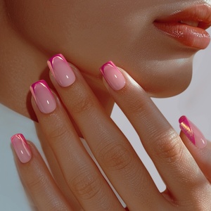BTArtbox Uñas Postizas Artificiales con Pegamento al por Mayor, Gel Suave, Cortas, Cuadradas, Estilo Francés, para San Valentín, Marca Privada, Uñas a Presión - Product Image 2