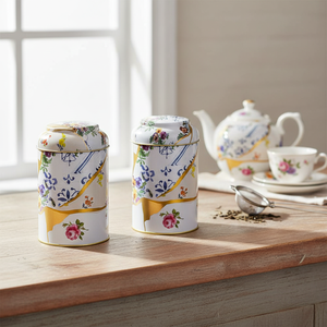 กระป๋อง1.2L โลหะทรงกลมขนาด105X150มม. พร้อมฝาโดม kintsugi ลายดอกไม้เส้นใยทองแบบ kintsigi - Product Image 3