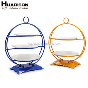 Huadison équipement de restauration <span class=keywords><strong>Buffet</strong></span> outils de gâteau de mariage plateau d'affichage en céramique support de gâteau en céramique de mariage présentoir à 3 niveaux - Product Image 2