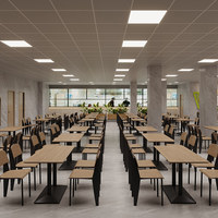 Ensemble table et chaises de cantine de style industriel avec base sur piétement pour cafétéria moderne et restaurant du personnel